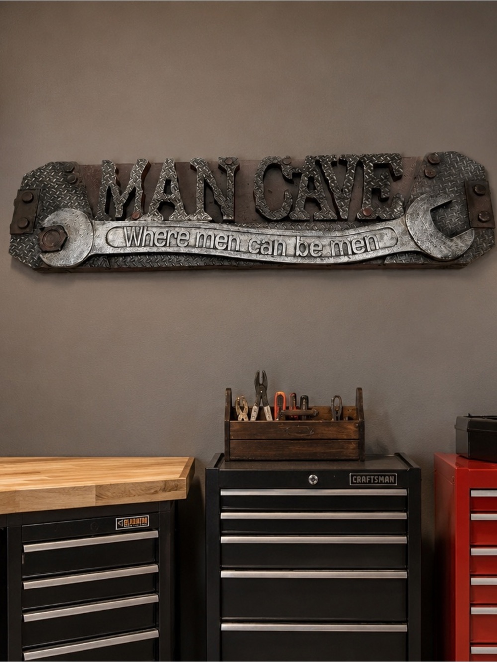 Craft Black and Silver Man Cave Wrench Wall Art